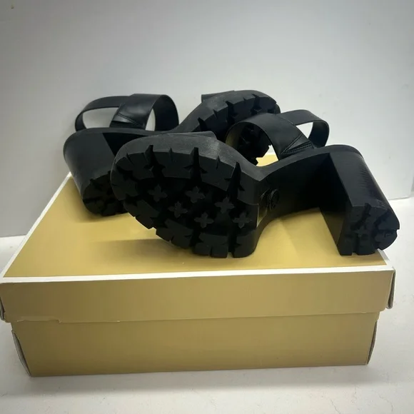 Michael Kors Holland Black Platform Sandals Size 8M - Picture 4 of 6